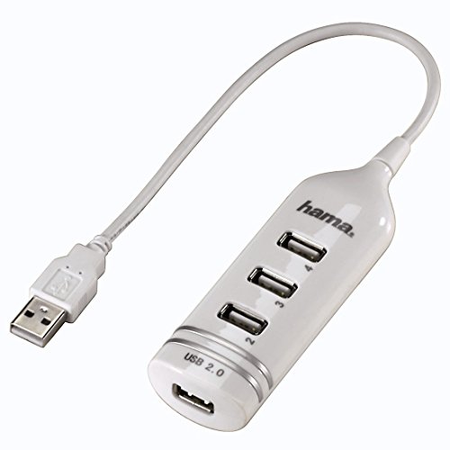 Hama - USB 2.0 Hub 1:4, White, 0 Mbit/s, Windows 2000/XP/Vista Mac OS 9.x, USB 2.0, Blanco
