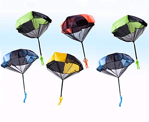 Hand Throw Parachute Toy, Tangle Free Throwing Hand Throw Soldiers Toy Parachute for Kids, Outdoor Toys for Kids Gifts (6 Pcs, Random Color)