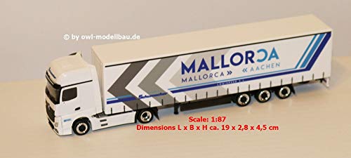 Herpa 309240 Mercedes-Benz Actros Gigaspace Lowliner Semitrailer MB A`11 GiSp GaPlSzg Schumach, Color Negro