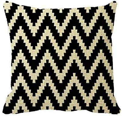 HGFK Funda de Almohada Black Ziggurat Chevron Pattern Pillow Cover 20 x 20in