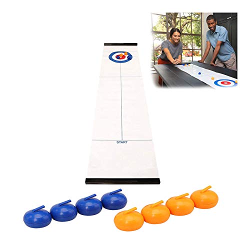 HHZZ Tabletop Curling Game, Family Fun Board Games Shuffleboard Pucks with 8 Rolllers, Mini Tabletop Games for Family/School/Travel