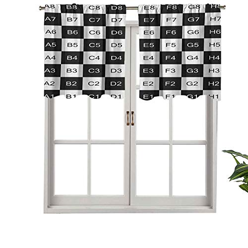 Hiiiman Sunshine Blockout - Cortina de ajedrez monocromática con coordenadas de mosaico cuadrado, juego de 2, 42 x 36 pulgadas para interior salón comedor