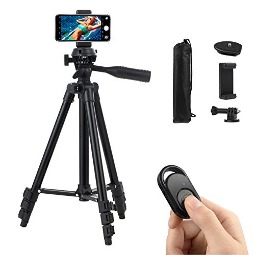 Hitchy Tripode Movil, Tripode iPhone 42 Pulgada 106cm Ligero Smartphone Tripode para iPhone/Samsung/Huawei Celular, Camara y Gopro con Mando Bluetooth Android, Soporte Móvil y Soporte Gopro (Negro) Hitchy Tripode Movil, Tripode iPhone 42 Pulgada 106cm Ligero Smartphone Tripode para iPhone/Samsung/Huawei Celular, Camara y Gopro con Mando Bluetooth Android, Soporte Móvil y Soporte Gopro (Negro)