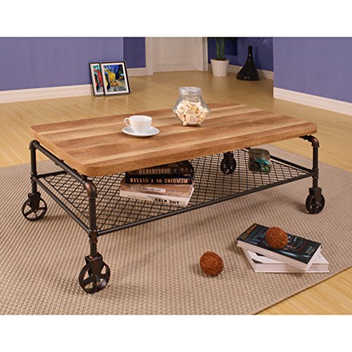 Homely - Mesa de Centro de Estilo Vintage Seattle con revistero 120x63 cm Homely - Mesa de Centro de Estilo Vintage Seattle con revistero 120x63 cm