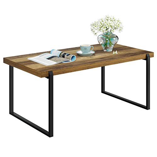 Homfa Mesa de Centro Mesa de Café Mesa Auxiliar Salón Metálica y Madera con 1 Estante Estilo Industrial Negro y Vintage 110x56x46cm Homfa Mesa de Centro Mesa de Café Mesa Auxiliar Salón Metálica y Madera con 1 Estante Estilo Industrial Negro y Vintage 110x56x46cm
