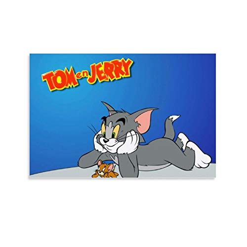 Homrkey Cuadro artístico sobre lienzo con diseño de Tom y Jerry durmiendo para niños, 40 x 60 cm