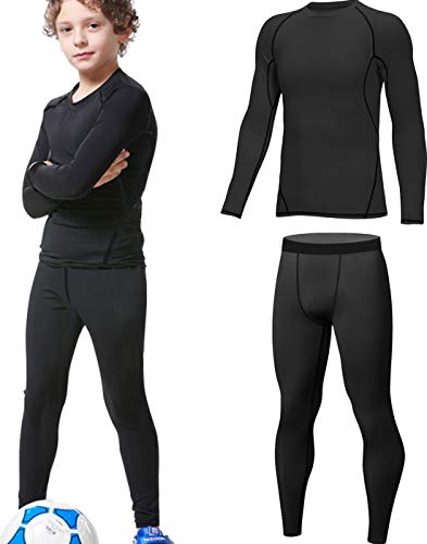 HOPLYNN - Juego de ropa interior térmica para niños, ropa interior funcional, ropa interior de esquí para jóvenes, transpirable, térmica, ropa interior cálida, fútbol, esquí, negro, M HOPLYNN - Juego de ropa interior térmica para niños, ropa interior funcional, ropa interior de esquí para jóvenes, transpirable, térmica, ropa interior cálida, fútbol, esquí, negro, M