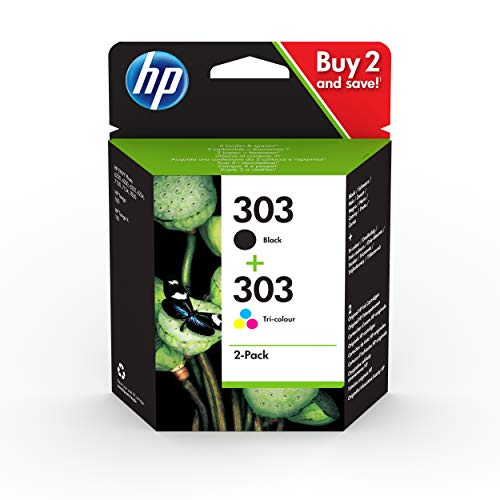 HP 303 3YM92AE, Negro y Tricolor, Cartuchos de Tinta Originales, Pack de 2, compatible con impresoras de inyección de tinta HP Tango y Tango X; Envy 6220,6230,7130,7830