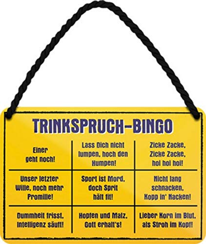 HS602 - Cartel de chapa para colgar con texto en alemán "Trinkframe Bingo Bier", 18 x 12 cm