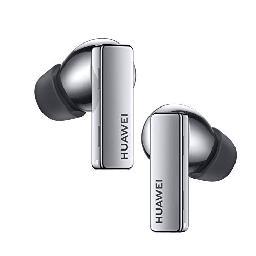 HUAWEI FreeBuds Pro - Auriculares inalámbricos Bluetooth con cancelación Inteligente de Ruido, Sistema de 3 micrófonos, Carga inalámbrica rápida, Plata, Small (55033466)