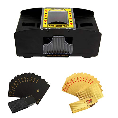 Huffler automático de cartas de juego con cartas de juego, funciona con pilas, 2 barras, helicóptero automático de cartas de póquer, portátil, para fiestas en casa, club de juegos