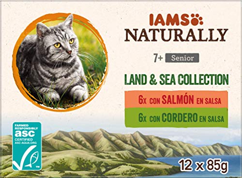 IAMS Naturally Colección Tierra y Mar para Gatos Senior 12x85g
