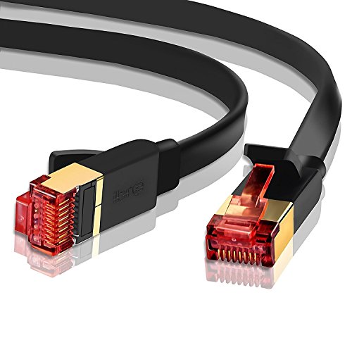 IBRA® 20M Cable de Red Gigabit Ethernet LAN Cat.7 (RJ45) CAT7 (Avanzado) | 10 Gbps a 600 MHz | Cables Chapado en Oro Plug STP | Patch | Router | Módem| Negro Oblato