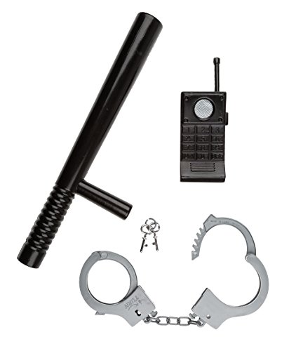 Idena 8040006 - Juego de policía de 3 Piezas: porra, Esposas y Walkie-Talkie