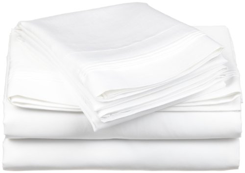 Impressions Superior - Juego de sábanas 96 x 203 cm, esquineras Profundas, de algodón de 650 Hilos y de un Solo Cabo, Color Blanco Liso, 3 Piezas