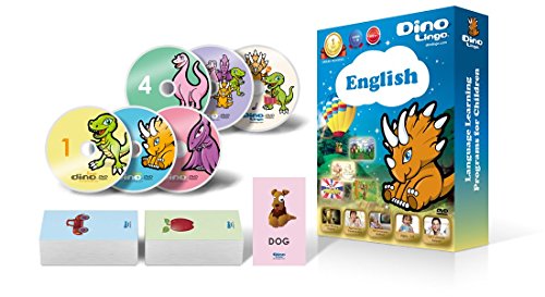 Inglés para niños – inglés de aprendizaje para niños estándar DVD Set (6 DVD), tarjetas de Inglés con palabras (150)