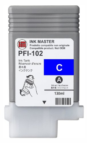 Ink Master - Cartucho remanufacturado Canon PFI-102 Cyan para Canon IPF 500 510 600 605 610 650 655 700 710 720 750 755 760 765 LP17 LP24