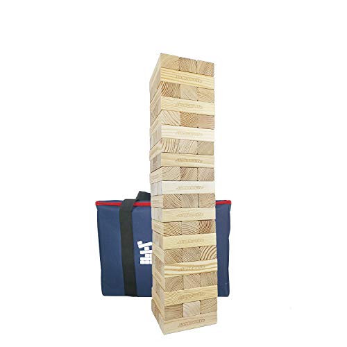 JacMok Giant Tumble Tower - Family Wooden Big Stacking Games Party Toys (60 pcs, 13.5 kg) 90 cm - 150 cm