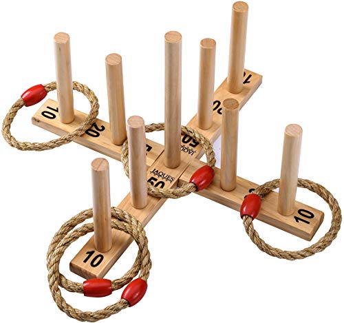 Jaques de Londres - Juego de Juguetes y Juegos de jardín de Quoits Make - Excellent - Juego de jardín New Nine Pin Quoits Jaques de Londres - Juego de Juguetes y Juegos de jardín de Quoits Make - Excellent - Juego de jardín New Nine Pin Quoits