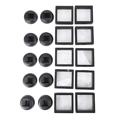 Jcevium Caja de exhibición de monedas – Juego de 10 soportes 3D flotadores para monedas de challenge, medallones AA, joyas, color negro, 2,75 x 2,75 x 0,75 pulgadas