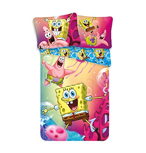 Jerry Fabrics Spongebob SBOB19BS049 - Juego de cama infantil (140 x 200 cm + 70 x 90 cm), diseño de Bob Esponja