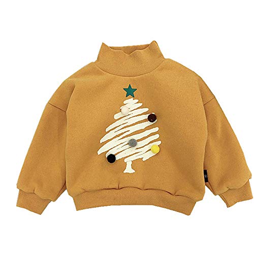 Jersey de Navidad suéter para niños niños lindo divertido árbol de Papá Noel bola de peluche casual traje Amarillo amarillo 2 años