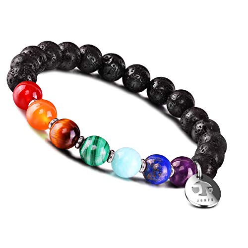 JOXFA Genuino Natural 7 Chakra Piedra Preciosa Hombres Mujeres 8mm Lava Rock Aromaterapia Aceite Esencial Difusor Pulsera Elástico Piedra Natural Cuentas de Yoga Pulsera Brazalete (Lava Chakra A) JOXFA Genuino Natural 7 Chakra Piedra Preciosa Hombres Mujeres 8mm Lava Rock Aromaterapia Aceite Esencial Difusor Pulsera Elástico Piedra Natural Cuentas de Yoga Pulsera Brazalete (Lava Chakra A)