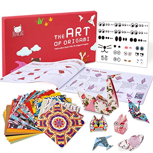 JoyCat color kit de origami para niño,90 archivo de origami vívido de doble cara 30 páginas que enseña libro de origami español,adecuado para niños/clase de manualidades