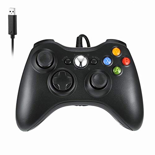 JoyFan Mando de Juegos Xbox 360 para PC Gamepad USB con Cable para los Hombros y Botones Negro Negro