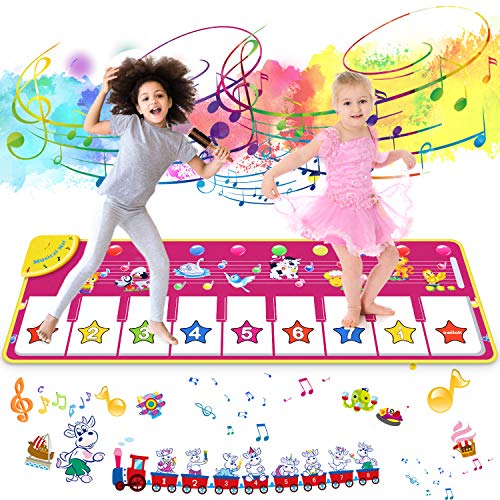 joylink Alfombra de Piano, Alfombra Musical Teclado Alfombra Musical para Niños Alfombra Musical de Teclado con 8 Teclas y 8 Sonidos de Animales para Bebé Niño Niña (100*36cm) (Púrpura)