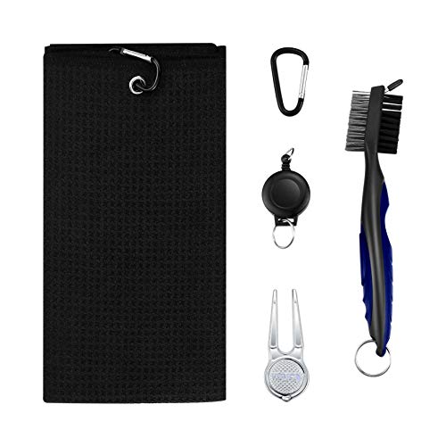 Juego de accesorios para bolsas de golf, 3 piezas, toalla, cepillo y divómitos de hueso Juego de accesorios para bolsas de golf, 3 piezas, toalla, cepillo y divómitos de hueso