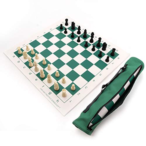 Juego de ajedrez portátil, juego de ajedrez para principiantes de 15 pulgadas con tablero plegable de ajedrez de poliuretano, juego de ajedrez de viaje para niños y adultos