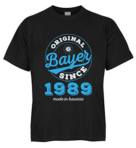 Juego de camiseta de algodón ecológico con Mini original Bayer Since 1989, fabricado en Bavaria Negro XXXL