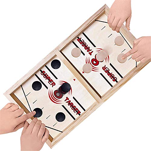 Juego de hockey de madera para niños y adultos, juego de puck de sling rápido, juego de mesa de foosball juego, mesa de escritorio, juegos de juguetes de juguetes de juguete de juguete de ajedrez inte