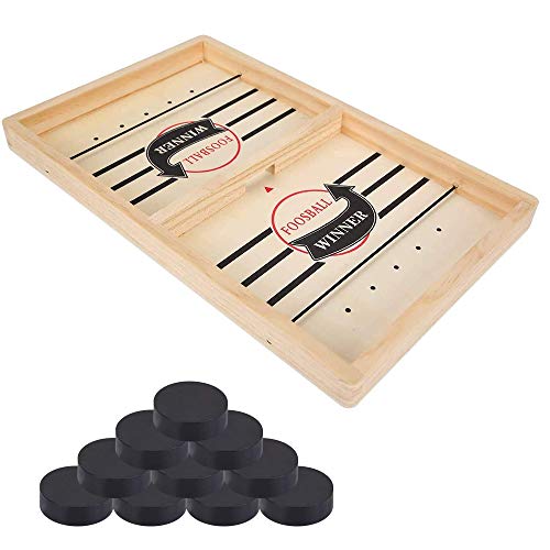 juego de mesa de hockey de madera, ZoneYan juego de hockey de escritorio, hockey de madera portatil, Fast Sling Puck Game, ajedrez catapulta, Juego de Mesa Fast Sling Puck, para Niños Adultos (Grande)