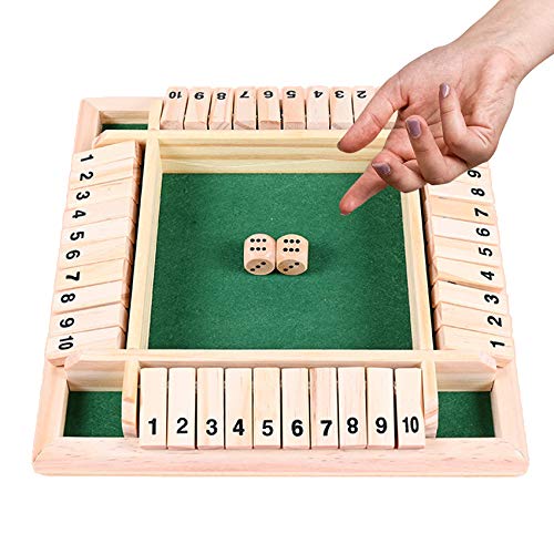 Juego de Mesa de Madera,Juego de Mesa Clásico,Juego de Mesa de Madera de Cuatro Caras,Juego de Matemáticas Familiar para Niños,Juego de Mesa de Cuatro Caras,Juego de Mesa de Madera dados (verde)