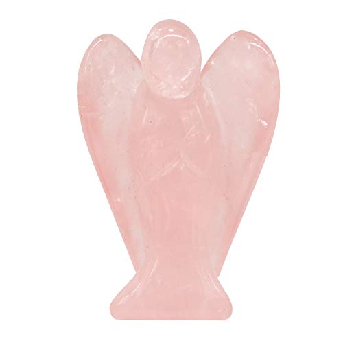 June&Ann - Figura de ángel de la guarda de bolsillo de cuarzo rosa natural, 3,8 cm de piedras preciosas de cristal curativas, para meditación Chakra Equilibrio colección