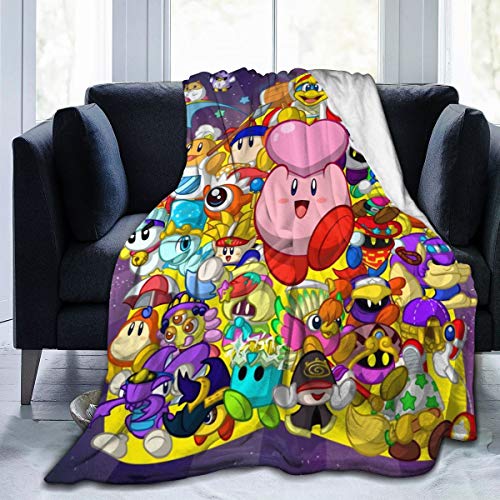 KANKANHAHA Kirby Star Of Allies Super Smash Bros Supernatural Ultra Suave Micro Flano manta de cama lujosa y acogedora manta de felpa para sofá, silla, sala de estar, negro, 60"x50"