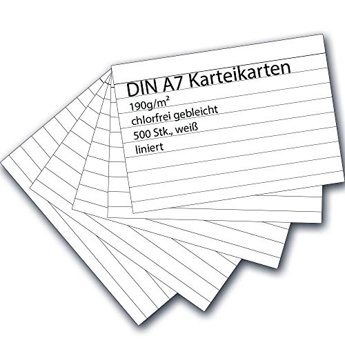Karteikarten 500 Stück A7 weiß liniert Karteikarten 500 Stück A7 weiß liniert