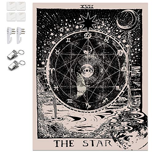 K/B Tapiz de Pared Tarot, Tapices de Astrología Tapiz de Constelación Tapiz de Meditación, Pared Decoración de Habitación Mística Psicodélica (Estrella)