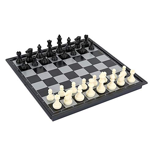Keyohome Ajedrez magnético 3 en 1 Juego de ajedrez plegable y portátil con imanes de ajedrez Backgammon para niños y adultos para viajes