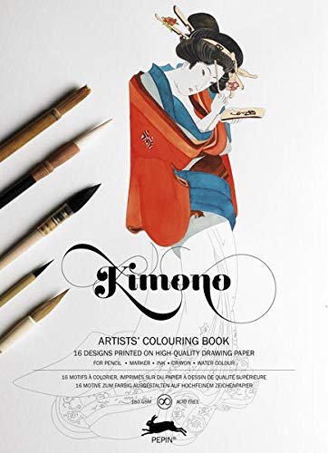 Kimono: Artists' Colouring Book: 16 designs printed on high-quality drawing paper