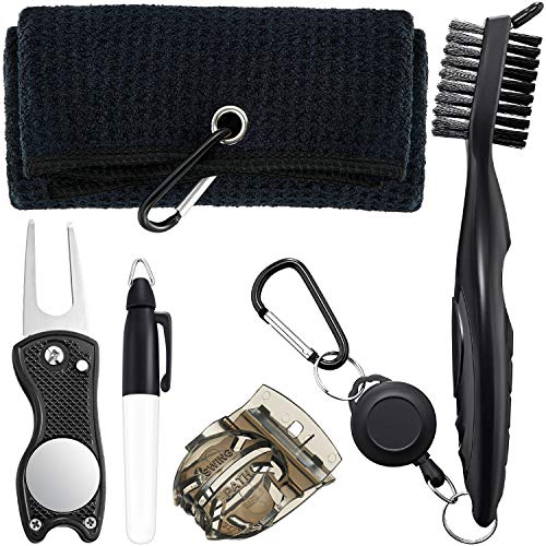 Kit de Herramientas de Limpieza de Golf de 5 Piezas Incluye Toalla de Golf de Microfibra de Patrón Waffle, Cepillo Golf, Forro Pelota Golf, Rotulador Golf y Divot de Golf para Accesorios de Golf Kit de Herramientas de Limpieza de Golf de 5 Piezas Incluye Toalla de Golf de Microfibra de Patrón Waffle, Cepillo Golf, Forro Pelota Golf, Rotulador Golf y Divot de Golf para Accesorios de Golf