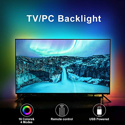 Kit de luces LED para TV RGB, tira de luces RGB con mando a distancia, iluminación de gas alimentada por USB para TV de 40 a 75 pulgadas, monitor de PC y cine en casa