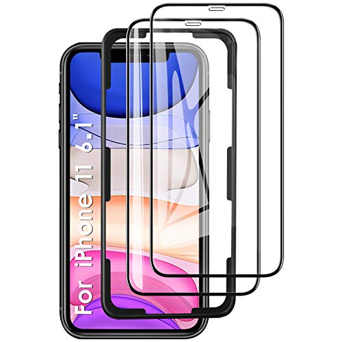 KuGi. para iPhone 11 Protector de Pantalla, 9H Cuerpo Completo Protector de Pantalla Diseñado para iPhone 11 6.1" Negro(2 Piezas)