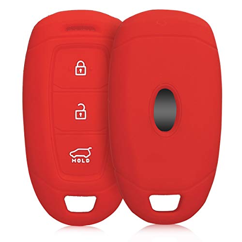 kwmobile Funda de Silicona Compatible con Hyundai Kia Llave de Coche Keyless Go de 3 Botones - Carcasa Suave de Silicona - Case Mando de Auto Rojo