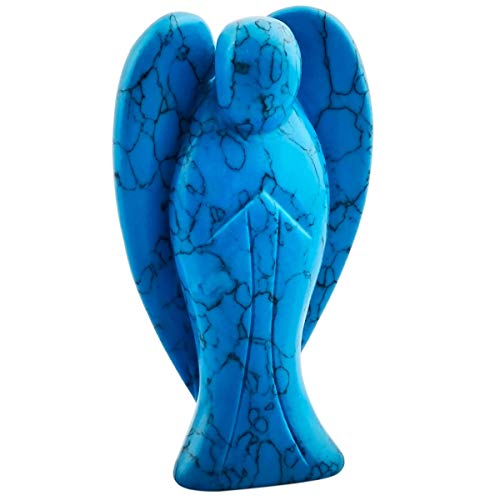 KYEYGWO Ángel de piedras preciosas de cristal, figura de ángel de la guarda, ángel de la paz, amuleto de la suerte, Reiki, Feng Shui, decoración, 7 cm, azul howlita turquesa