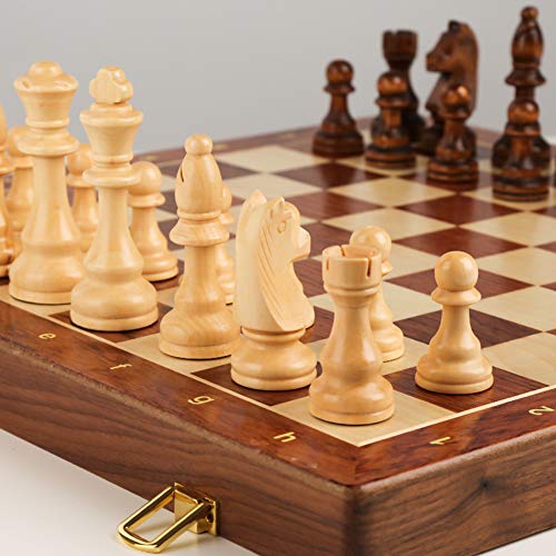 LAIDEPA Juego de Tablero ajedrez Madera Profesional, Tablero ajedrez Lujo Plegable, Juego táctico clásico, Juguetes educativos, Regalo Empresa,45 * 45cm