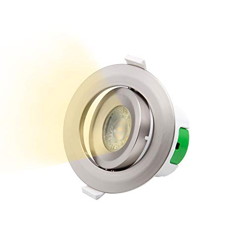 Lampara Plafon Foco Downlight de LED Empotrar Giratorio para Techo Níquel Plástico Luz Calida 3000K 7W Agujero del Techo Diámetro 70-75MM AC100~240V Pack de 1 de Enuotek