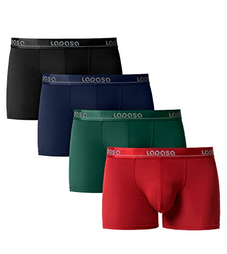 LAPASA Pack de 4 Calzoncillos Bóxer Hombre de Verano Micromodal Ultra Suave Versión con Dobladillo M02 (Gorgeous Colors (4 Colores), M (Cintura 81-86 cm, Largo 26 cm))